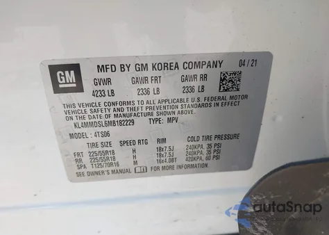 2021 Buick Encore Gx Fwd Select from USA, damaged, VIN KL4MMDSL6MB182229